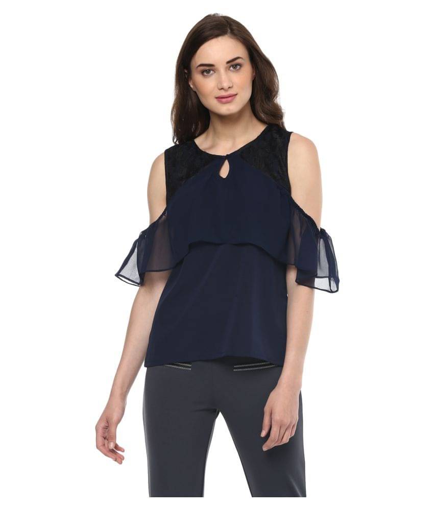 Zima Leto Women's Polyester Regular Top ( Navy ) Zima Leto Women's Polyester Regular Top ( Navy )