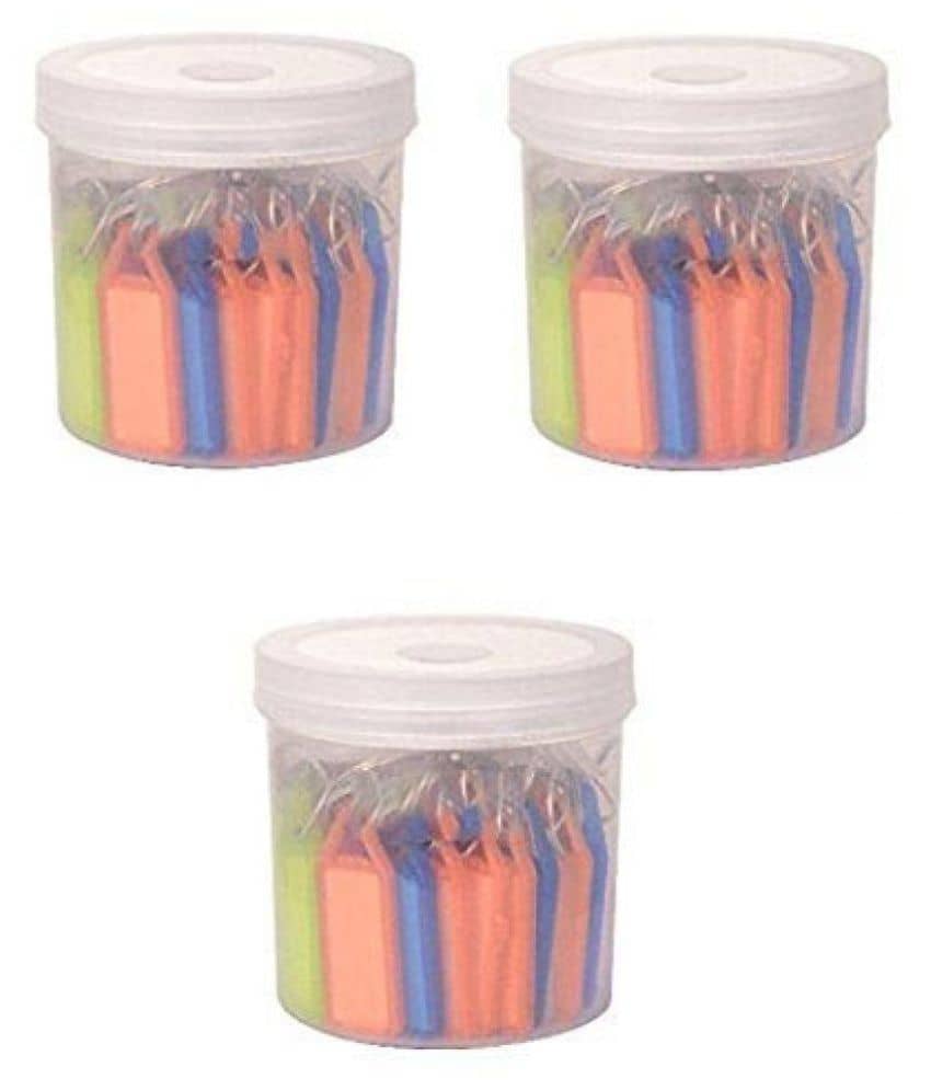 Abaj Pack of 150 Multicolor Tag label Multipurpose Keychains Comes with 3 containers