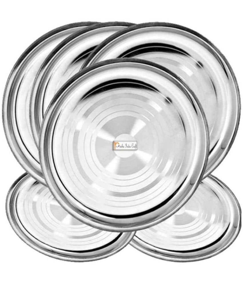 Prisha India Craft 6 Pcs Stainless Steel Platter