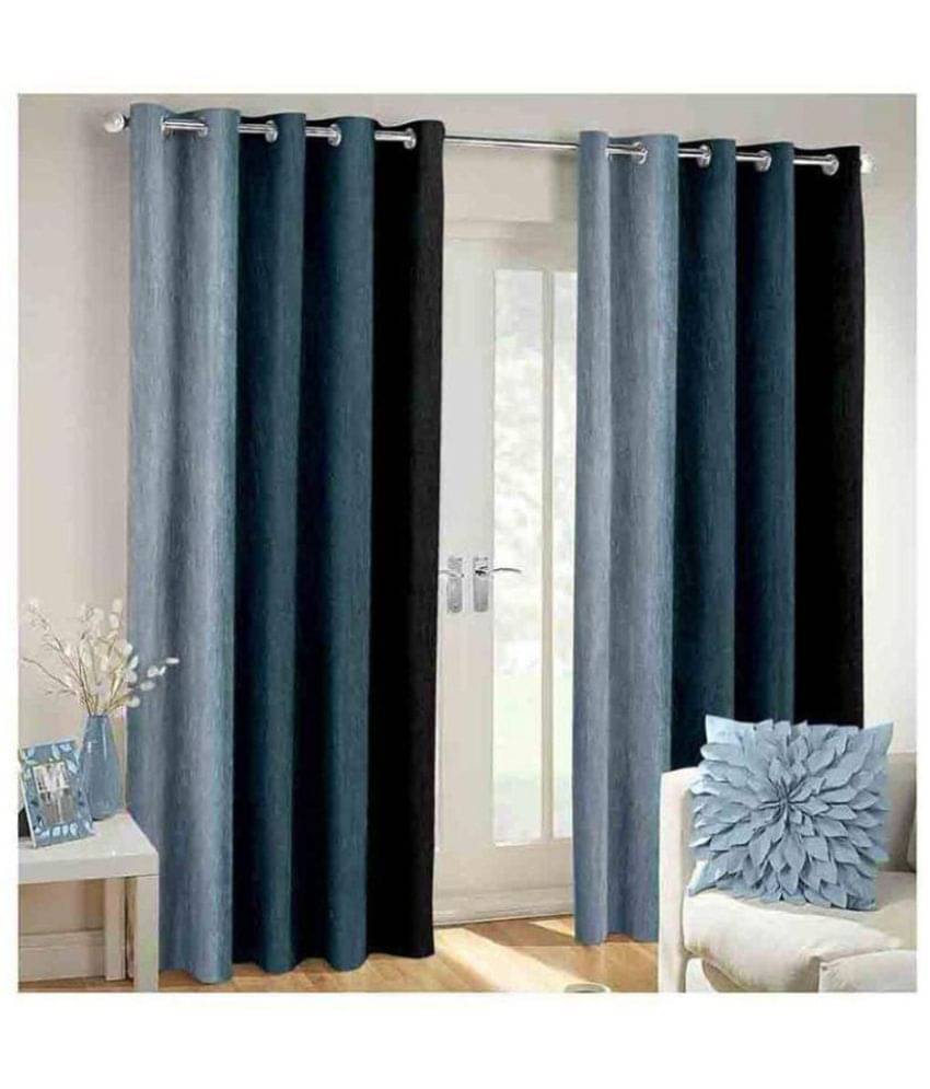 Phyto Home Blackout Eyelet Door Curtain 7 ft Pack of 2 -Black Phyto Home Blackout Eyelet Door Curtain 7 ft Pack of 2 -Black