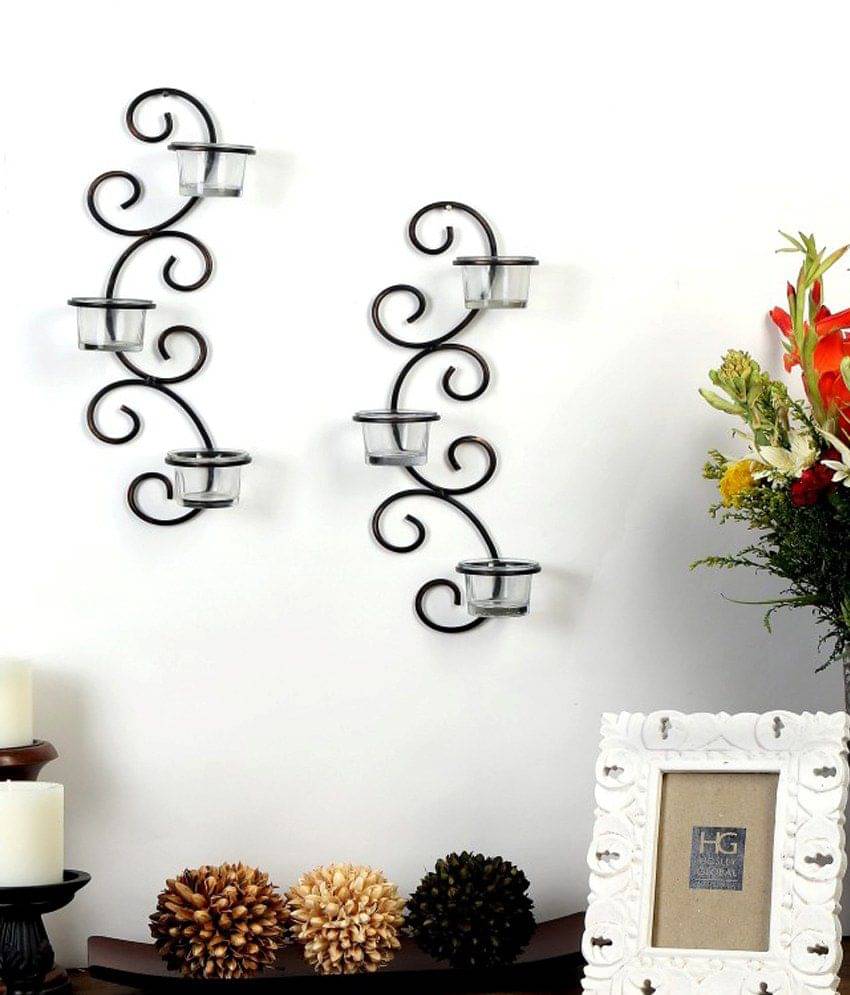     			Hosley Brown Metal Wall Sconce - Pack of 2