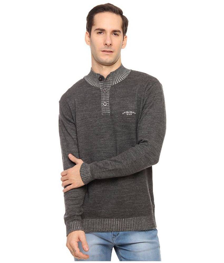 Duke Grey Henley Neck Sweater Duke Grey Henley Neck Sweater