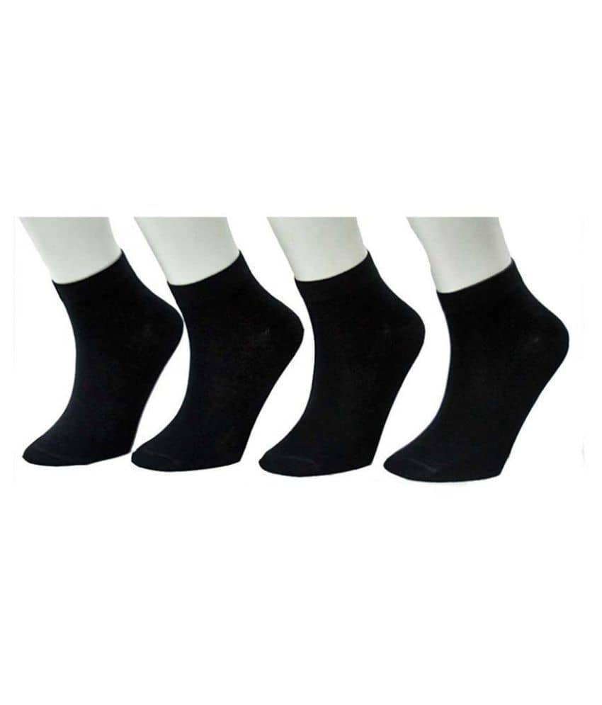 Tahiro Black Cotton Ankle Length Socsk - Pack Of 4 - Socks | Buy online on ZillyBuy
