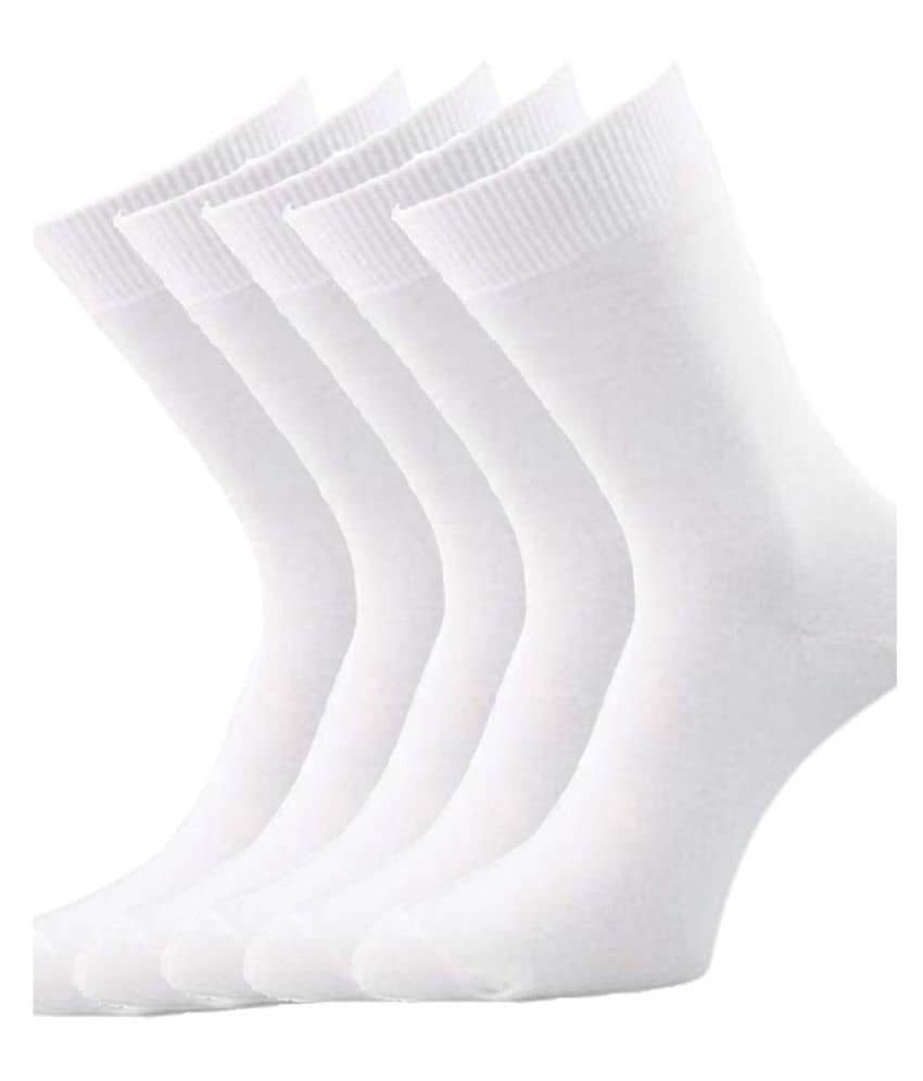 Tahiro White Cotton Mid Length School Socks - Pack Of 5 - Socks | Buy online on ZillyBuy
