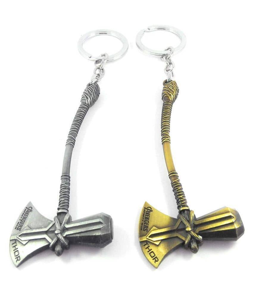 Axe Avengers Infinity War 3 Thor Stormbreaker Hammer Antique Silver & Gold Metal Keychain(Set Of 2) - Jewellery Sets | Buy online on ZillyBuy