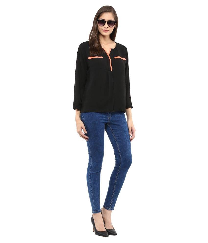 Zima Leto Women's Polyester Regular Top ( Black ) Zima Leto Women's Polyester Regular Top ( Black )