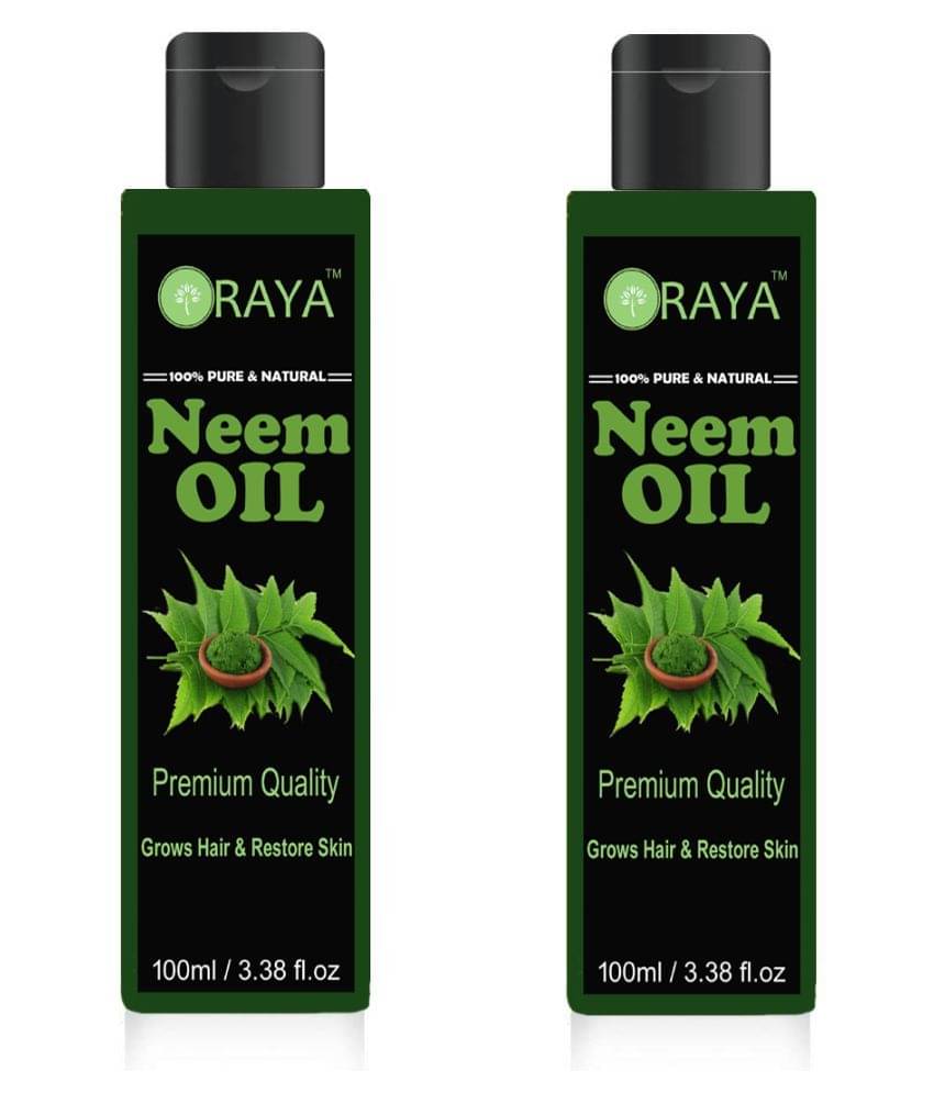 ORAYA 100% Pure & Natural Pure Neem Oil Hair Skin Oil- 200 ml Pack of 2 ORAYA 100% Pure & Natural Pure Neem Oil Hair Skin Oil- 200 ml Pack of 2