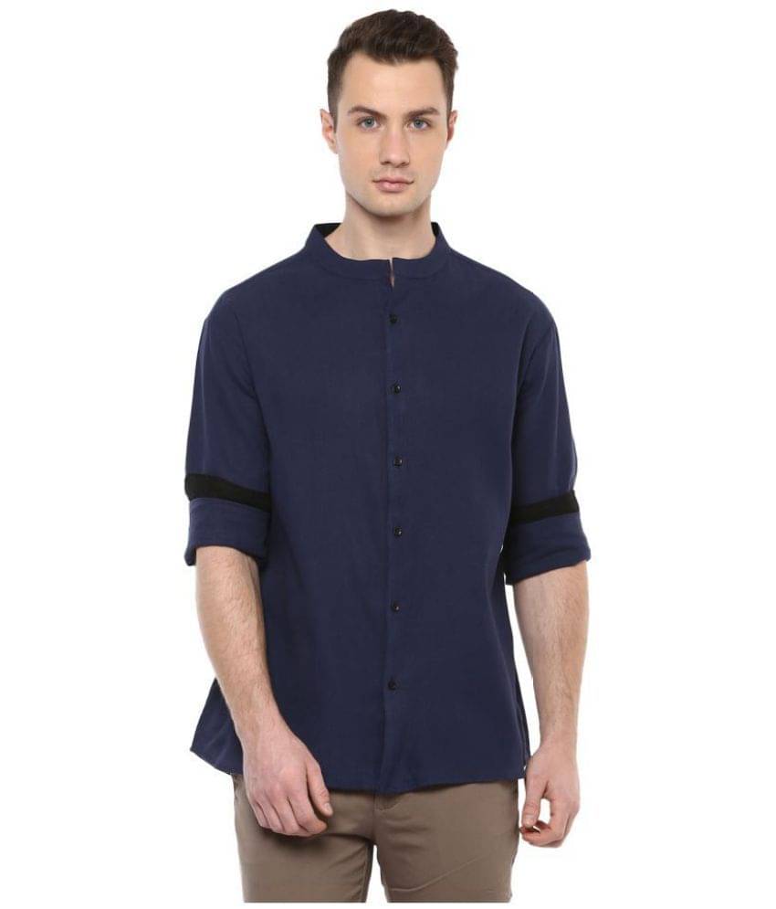     			Vivid India Linen Regular Fit Solids Men's Casual Shirt - Navy ( Pack of 1 )
