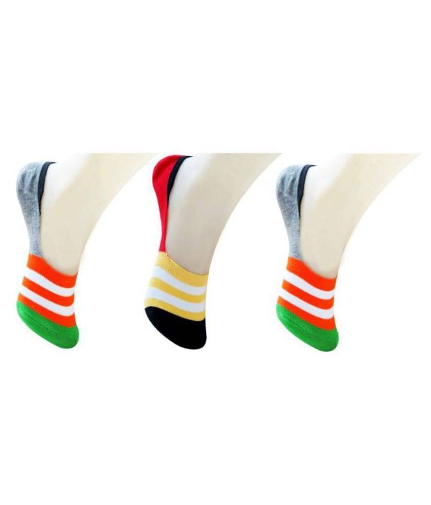     			Tahiro Multicolour Striped Cotton Formal Footies Loafer Socks - Pack Of 3