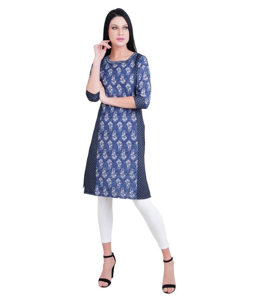 AKASH INDIA Blue Cotton Front Slit Kurti - Kurtis, Tunics | Buy online on ZillyBuy