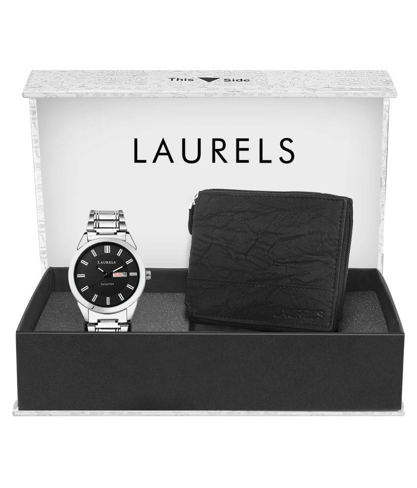     			Laurels Combo Pack: Black Day & Date Function Watch & Black Zipper Wallet-CP-INC-III-020707-ZIP-02