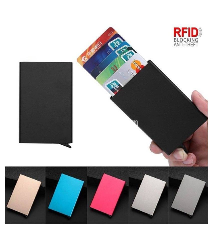 Credit Debit ATM Cards Wallet - RFID Blocking Aluminum Automatic Pop-up Case RFID Anti-Theft RFID Metal Card Wallet (Black) Wallet By Aeoss Credit Debit ATM Cards Wallet - RFID Blocking Aluminum Automatic Pop-up Case RFID Anti-Theft RFID Metal Card Wallet (Black) Wallet By Aeoss