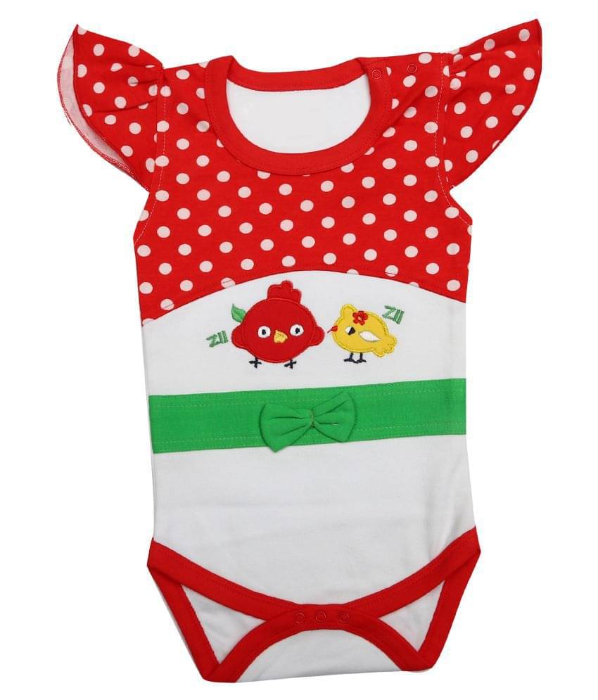 Kaboos White and Red Colour Cotton Romper for Babies Kaboos White and Red Colour Cotton Romper for Babies