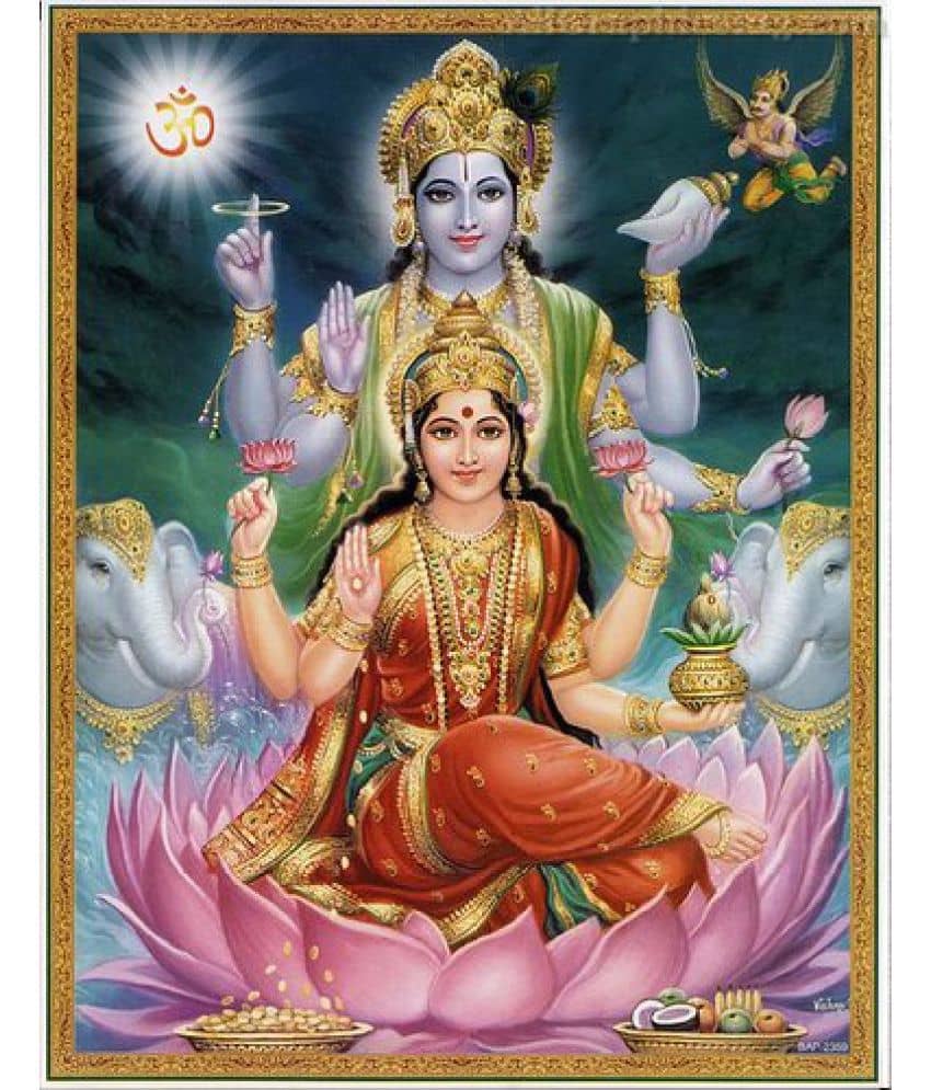 MAHALAXMI ART & CRAFT laxmi vishnu  Paper Wall Poster Without Frame