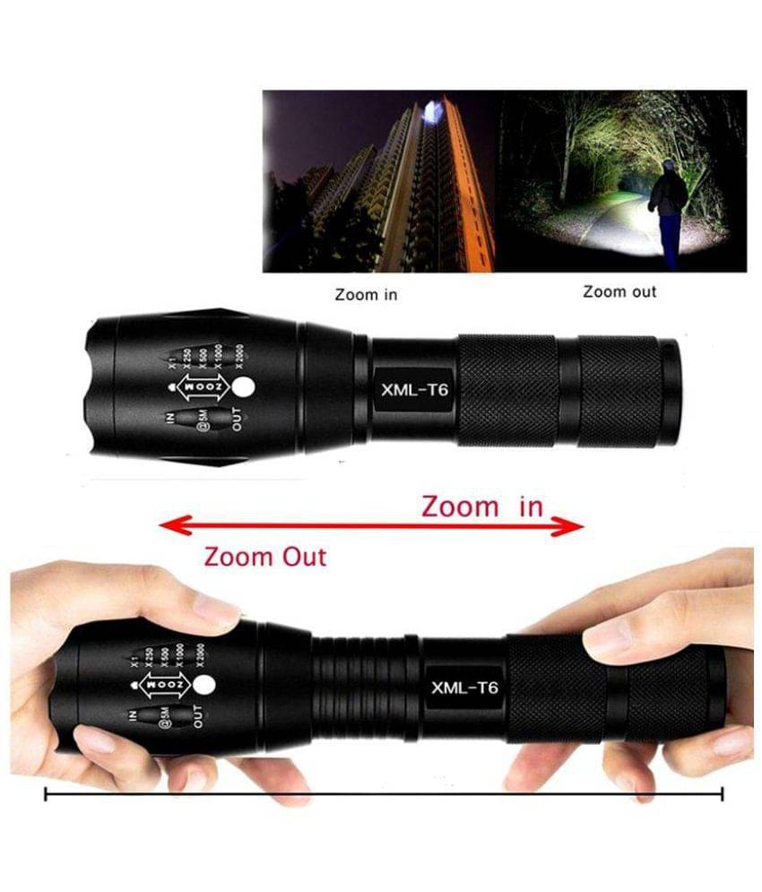 SHB 5W Flashlight Torch 5 modes Waterproof Cree Bright Zoom LED Torches - Pack of 1 SHB 5W Flashlight Torch 5 modes Waterproof Cree Bright Zoom LED Torches - Pack of 1