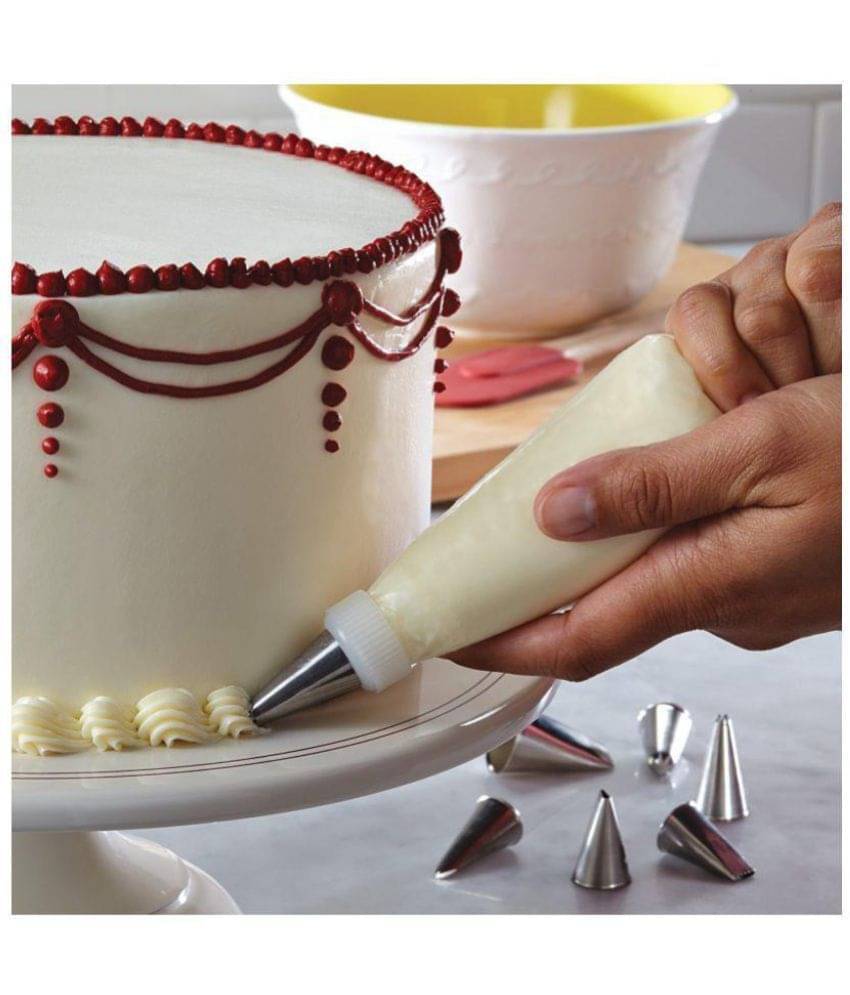     			dbsfive Cake Decorating Set Frosting Icing Piping Bag Tips With Reusable and Washable Steel Nozzles - (12 Pcs)