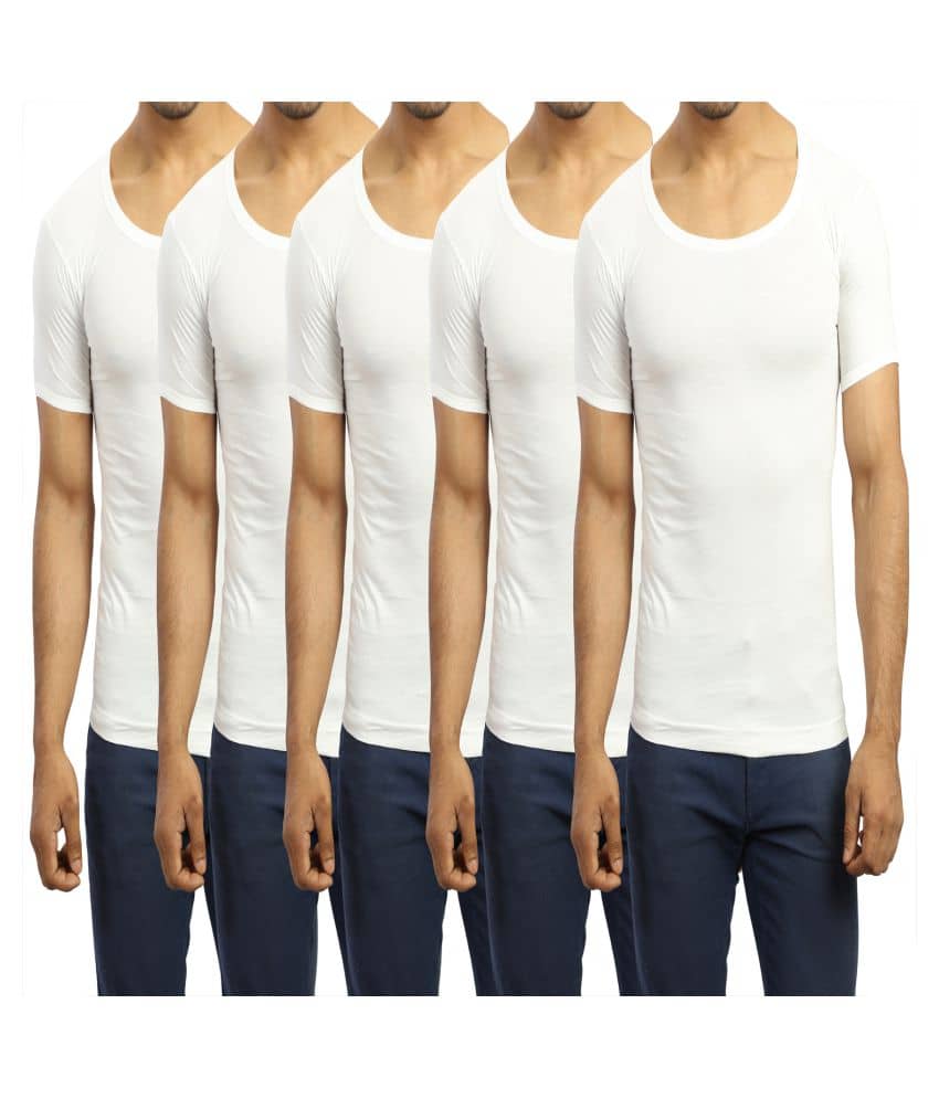 Dora White Half Sleeve Vests Pack of 5 - Nightwear & Loungewear | Buy online on ZillyBuy