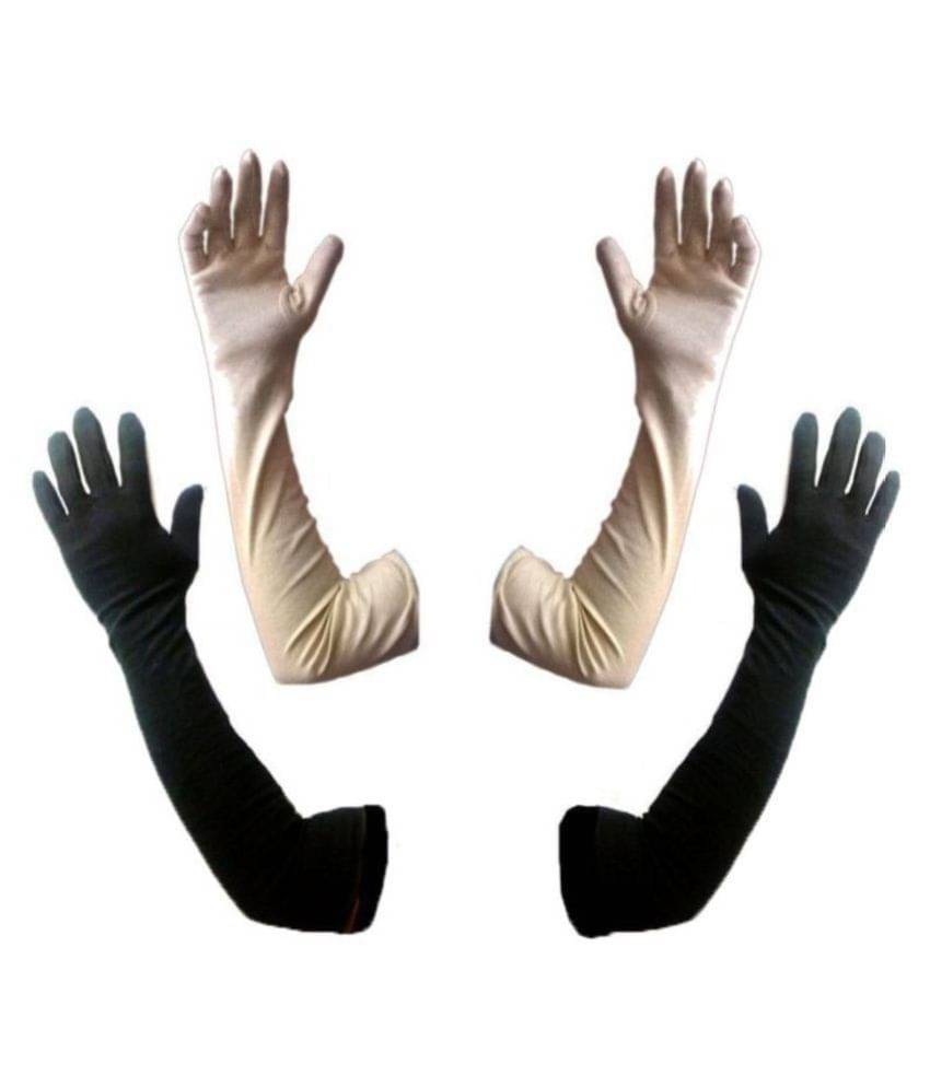Tahiro Black & Beige Cotton Full Finger Gloves - Pack OF 2     			Tahiro Black & Beige Cotton Full Finger Gloves - Pack OF 2