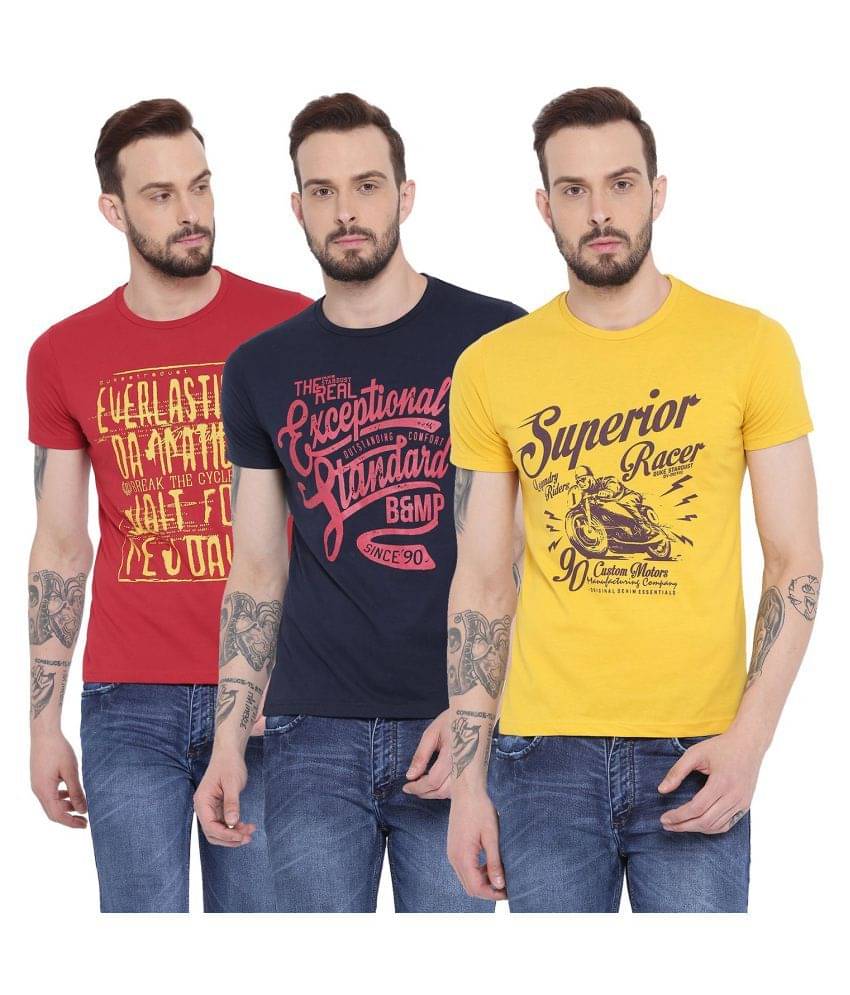     			Duke Pack of 3 Cotton Blend Regular Fit Men's T-Shirt ( Multicolor )