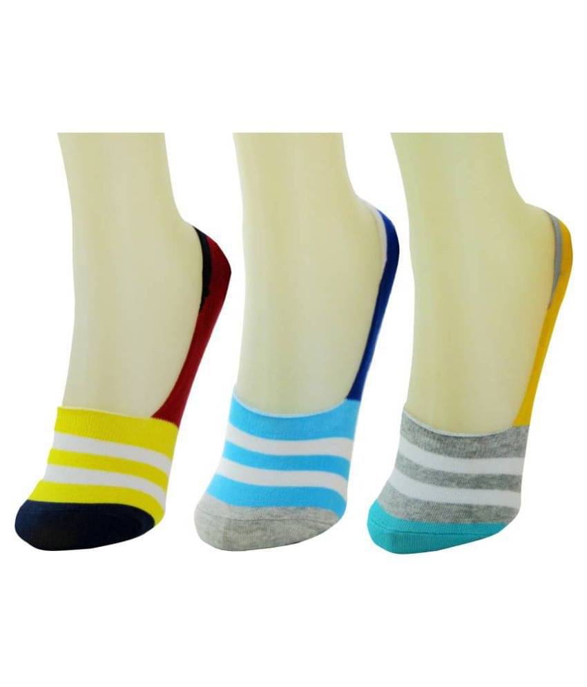     			Tahiro Multicolour Striped Cotton Formal Footies Loafer Socks - Pack Of 3