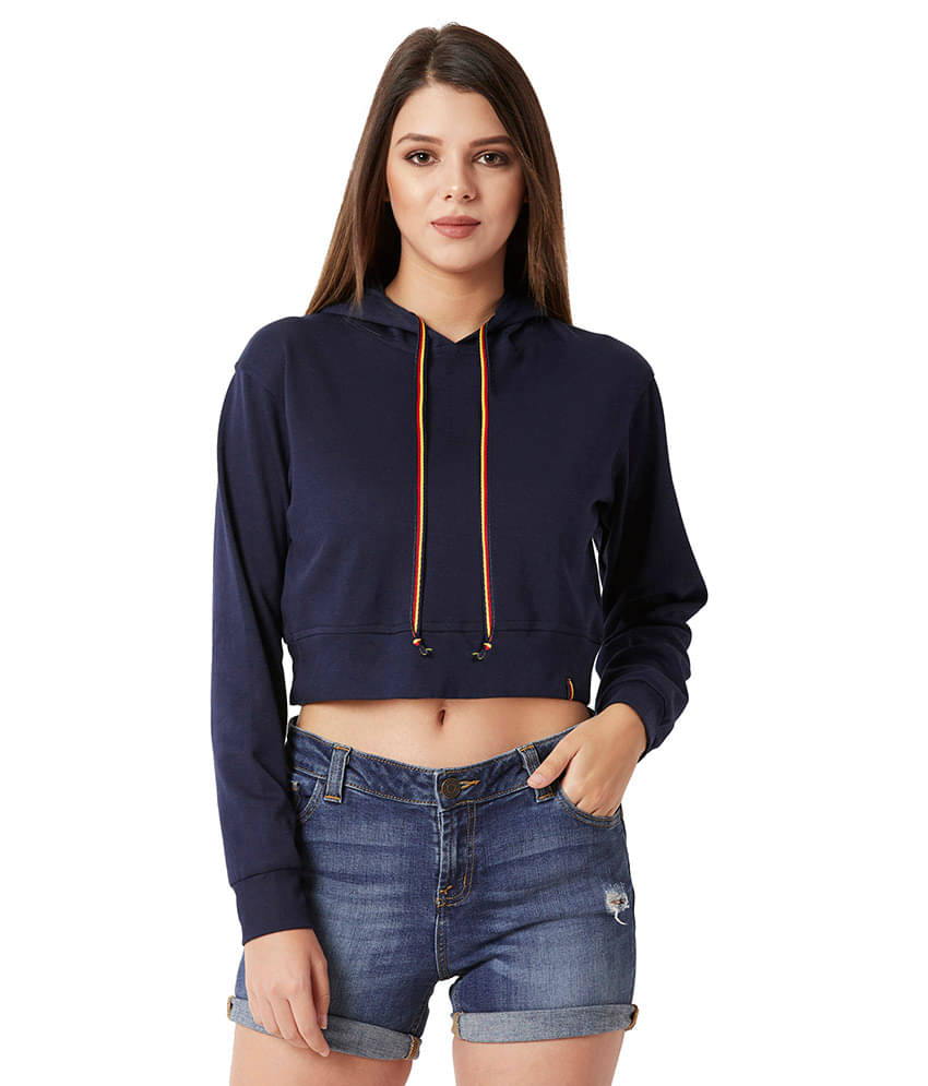 Miss Chase Cotton Navy Non Hooded Sweatshirt Miss Chase Cotton Navy Non Hooded Sweatshirt