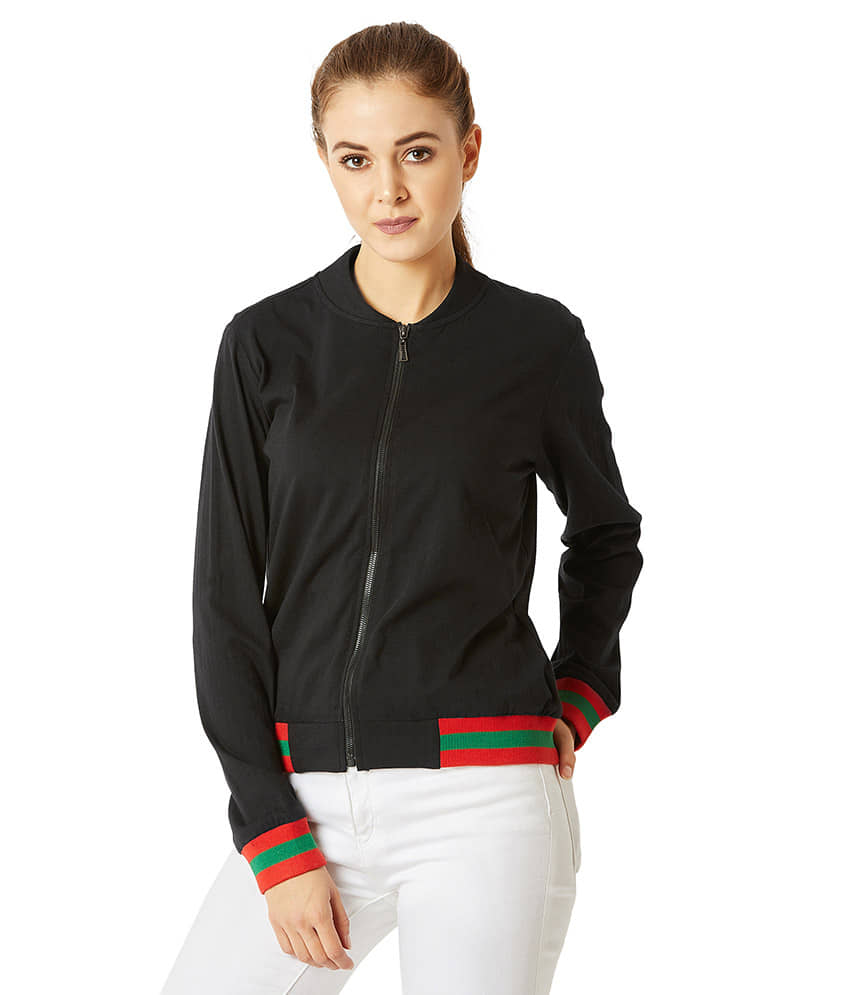 Miss Chase Cotton Black Bomber Jackets - Jackets & Coats | Buy online on ZillyBuy
