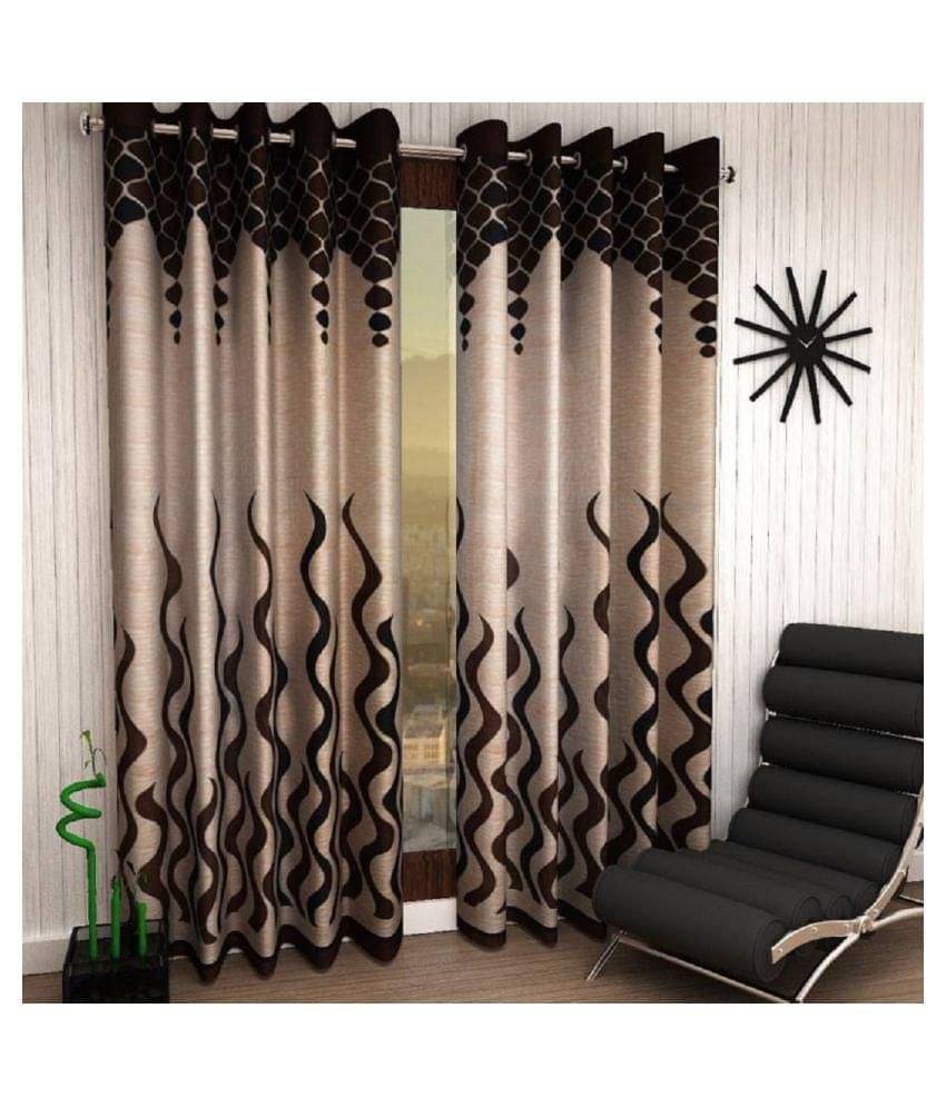 Phyto Home Floral Semi-Transparent Eyelet Window Curtain 5 ft Pack of 4 -Brown Phyto Home Floral Semi-Transparent Eyelet Window Curtain 5 ft Pack of 4 -Brown