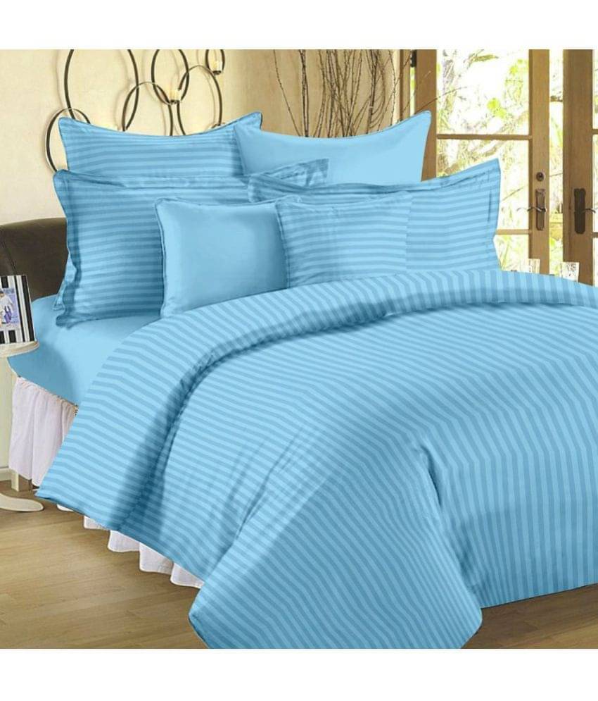     			Sky Tex Satin 1 Double Bedsheet with 2 Pillow Covers ( Turquoise )