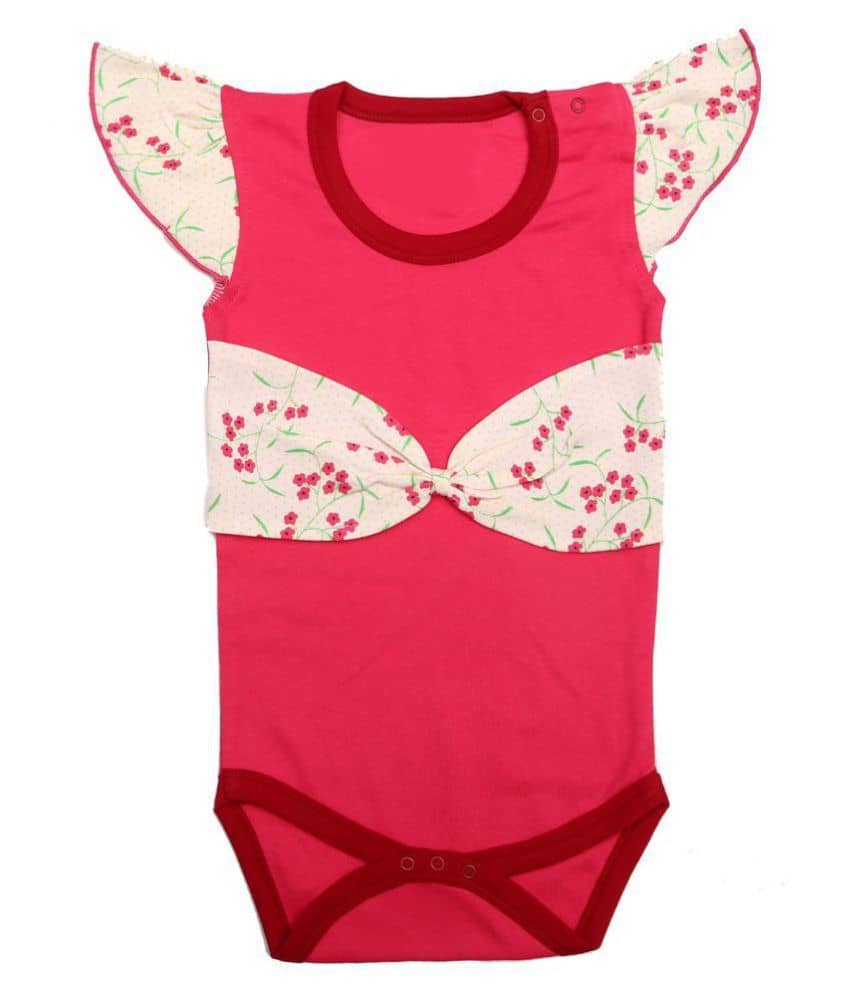 KABOOS Baby Girls Cotton Bodysuit ( Dark Red )