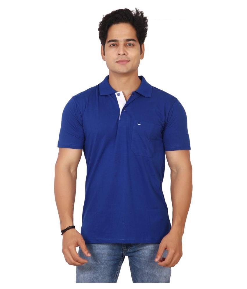     			Awack Blue Half Sleeve Polo T-Shirt