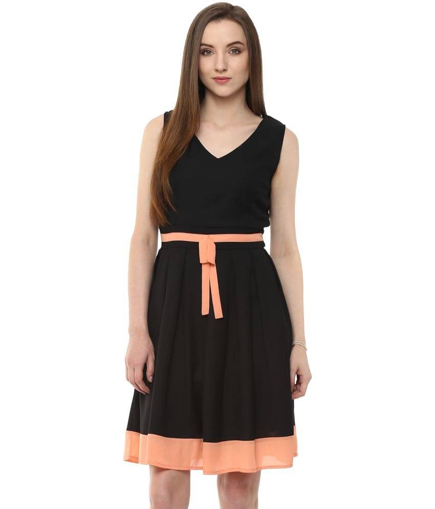 Zima Leto Women Polyester A-line Dress ( Black ) Zima Leto Women Polyester A-line Dress ( Black )