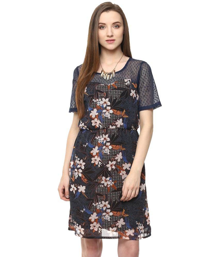 Zima Leto Women Polyester A-line Dress ( Navy ) Zima Leto Women Polyester A-line Dress ( Navy )