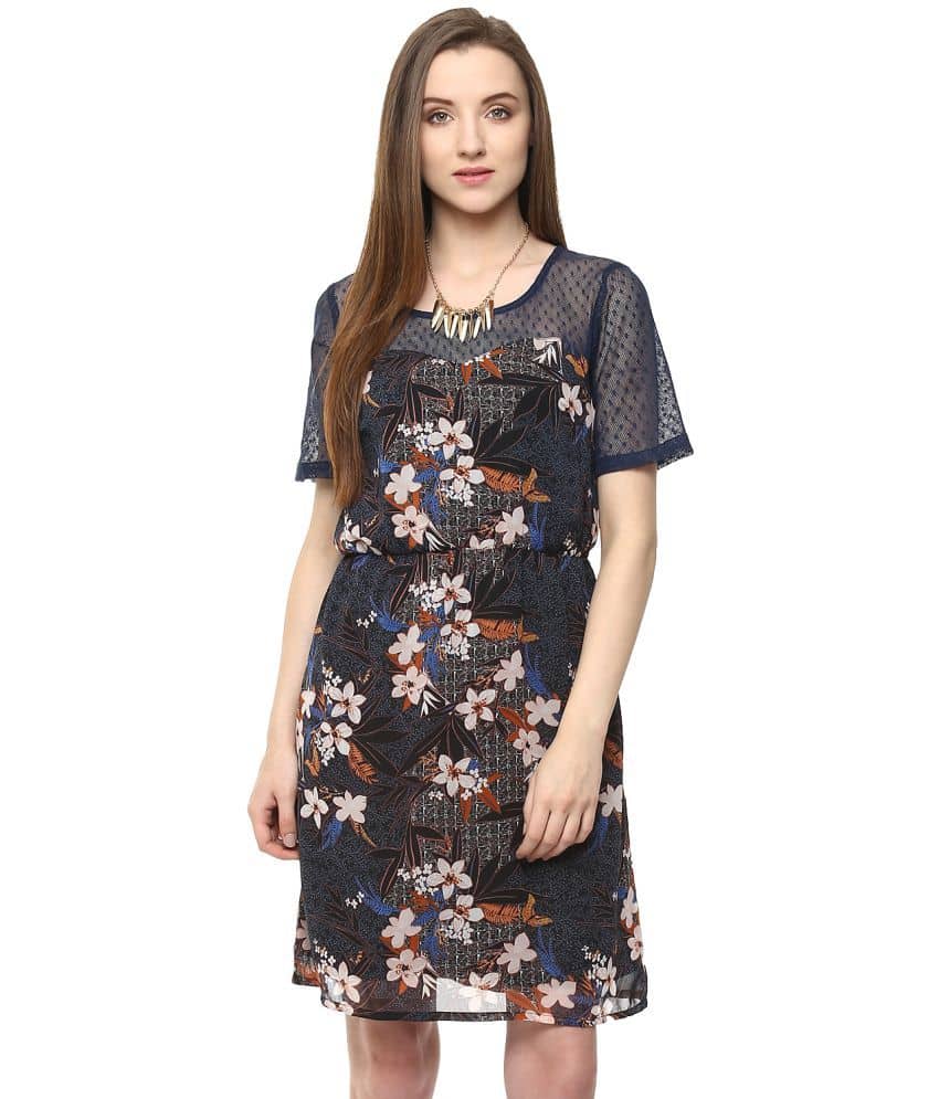 Zima Leto Women Polyester A-line Dress ( Navy )