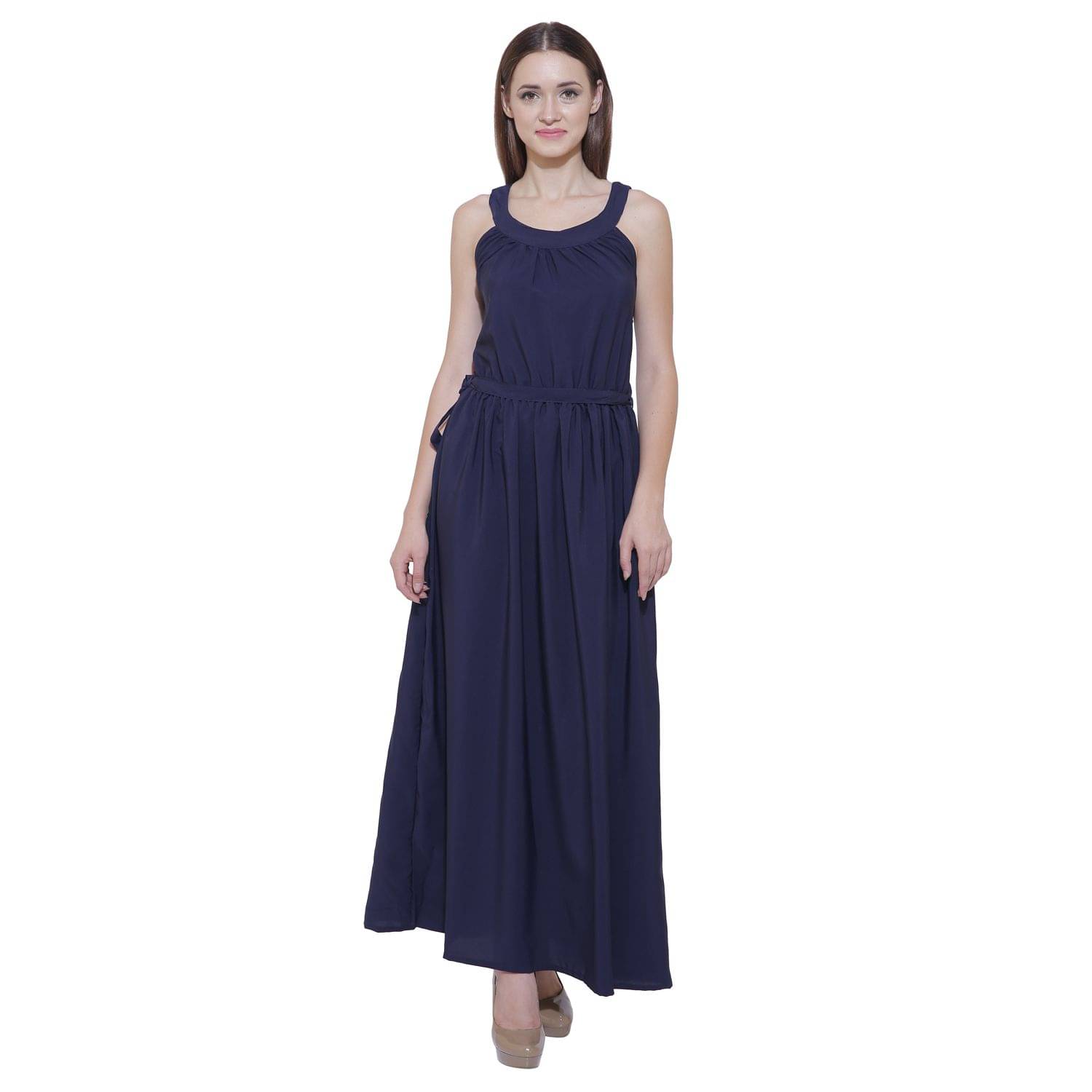 KMB ROYAL Rayon Blue A- line Dress     			KMB ROYAL Rayon Blue A- line Dress