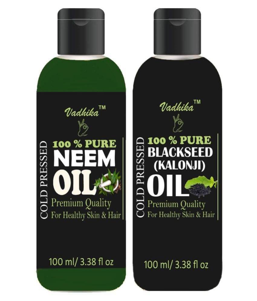     			Vadhika 100 % Pure & Natural Neem oil & Blackseed Oil 200 ml Pack of 2