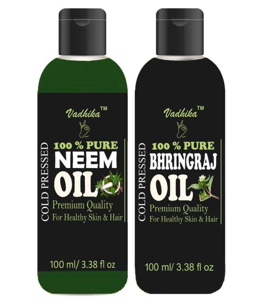Vadhika 100 Pure & Natural Neem oil & Bhringraj 200 ml Pack of 2 Vadhika 100 Pure & Natural Neem oil & Bhringraj 200 ml Pack of 2