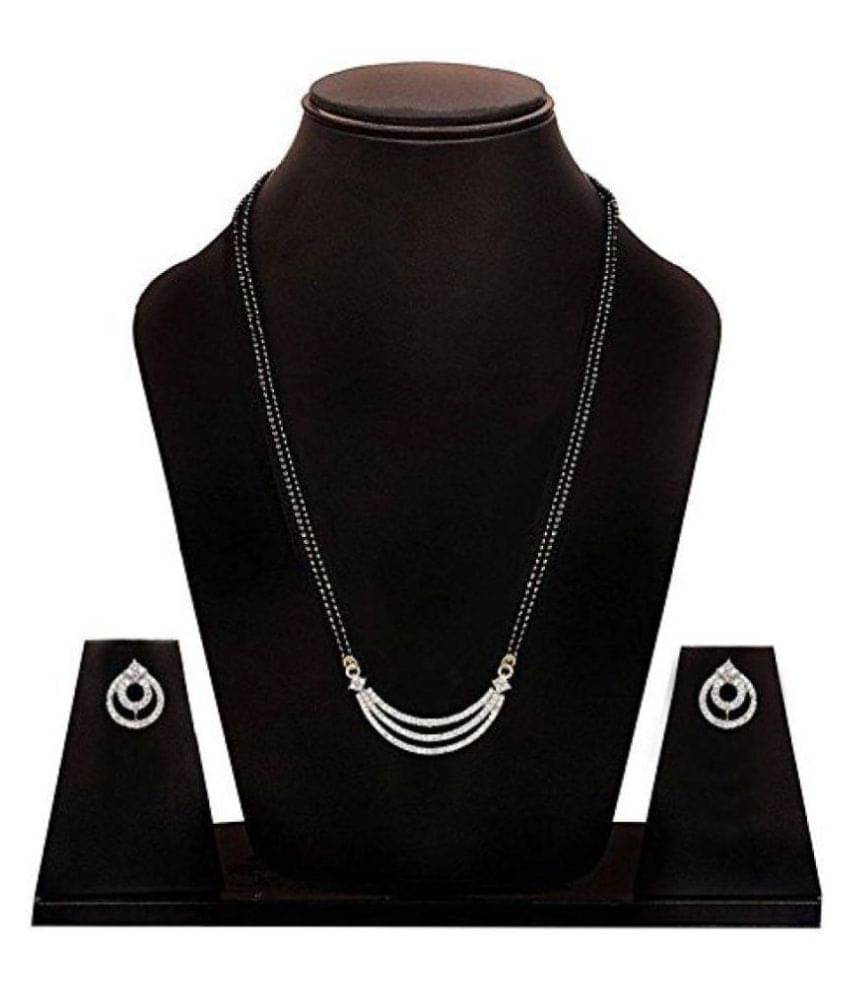     			Navya Collections Alloy Studded Silver Coloured Mangalsutra Set