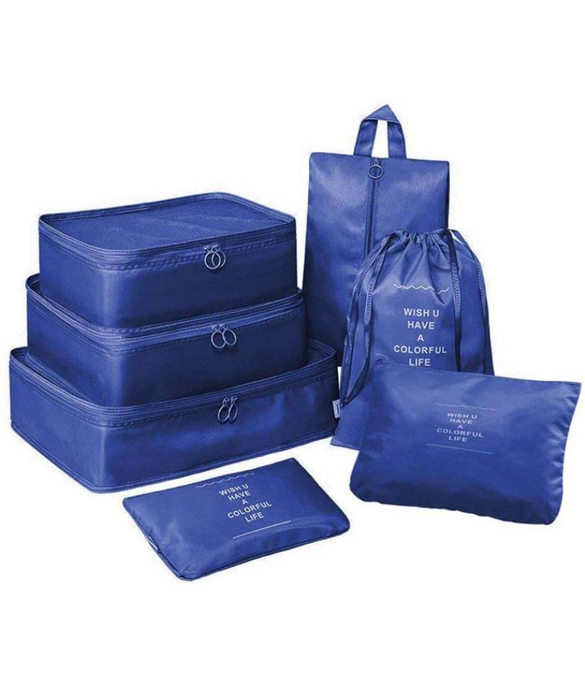     			House Of Quirk Blue 7 Set Travel Organizer Bag