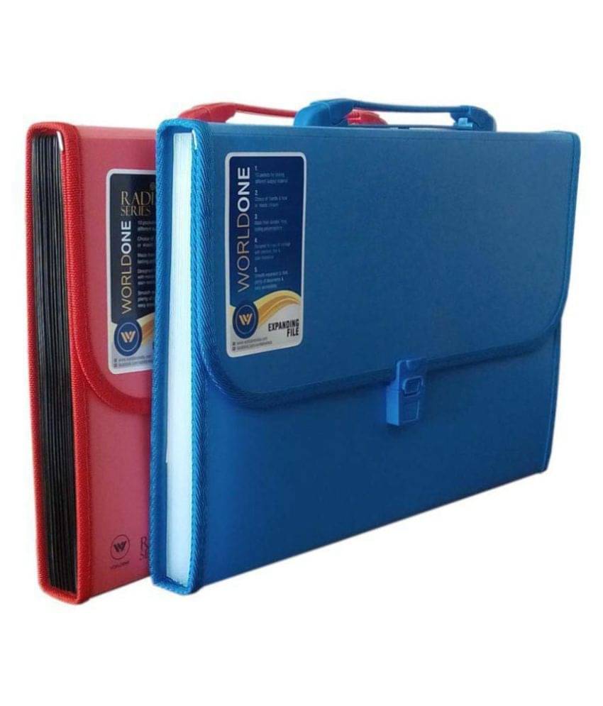     			RANGWELL Expanding File 13 Pockets SET OF 2 RED/BLUE / Multicoloured (AKSHAR ENTERPRISES)
