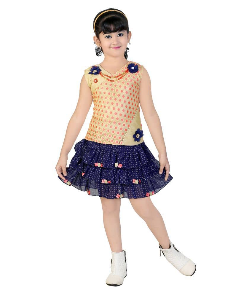 Zadmus Baby Girls Polyester Dresses ( Blue )