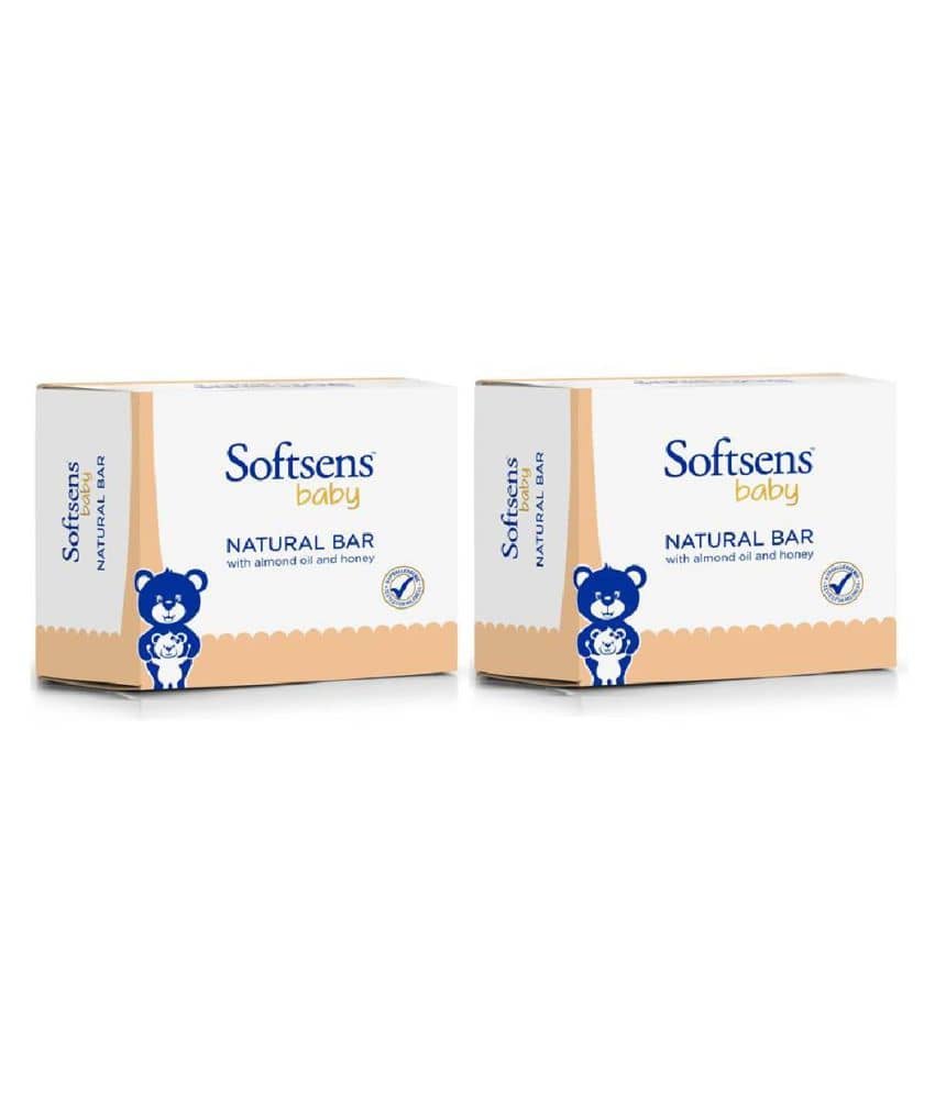 Softsens Baby Natural Bar Soap with Honey, Orange & Natural Almond Oil 100g x 3, Pack of 2