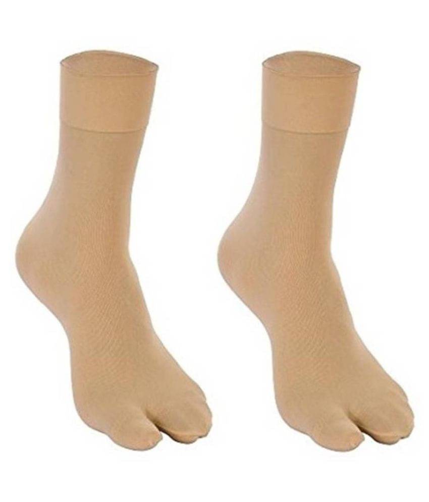     			Tahiro Beige Colour Cotton Thumb Ankle Length Socks - Pack Of 2