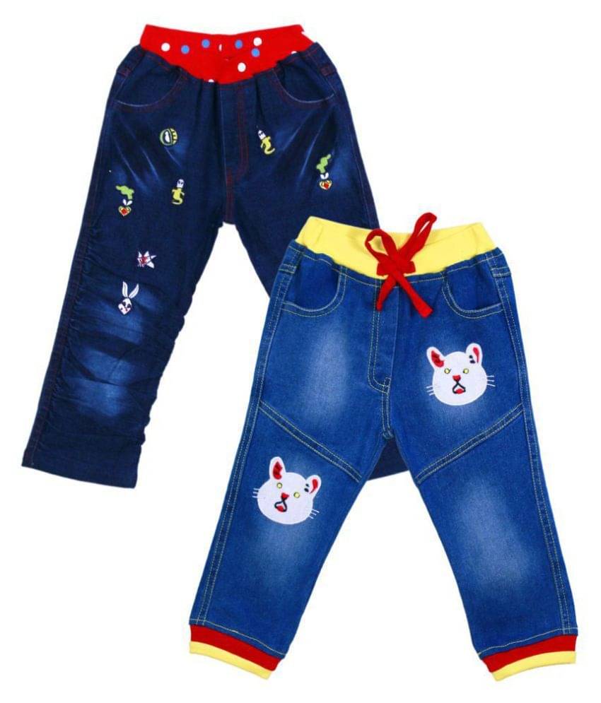     			Me N My CLOSET Pack of 2 Baby Girls Lycra Pyjama ( Denim Blue )