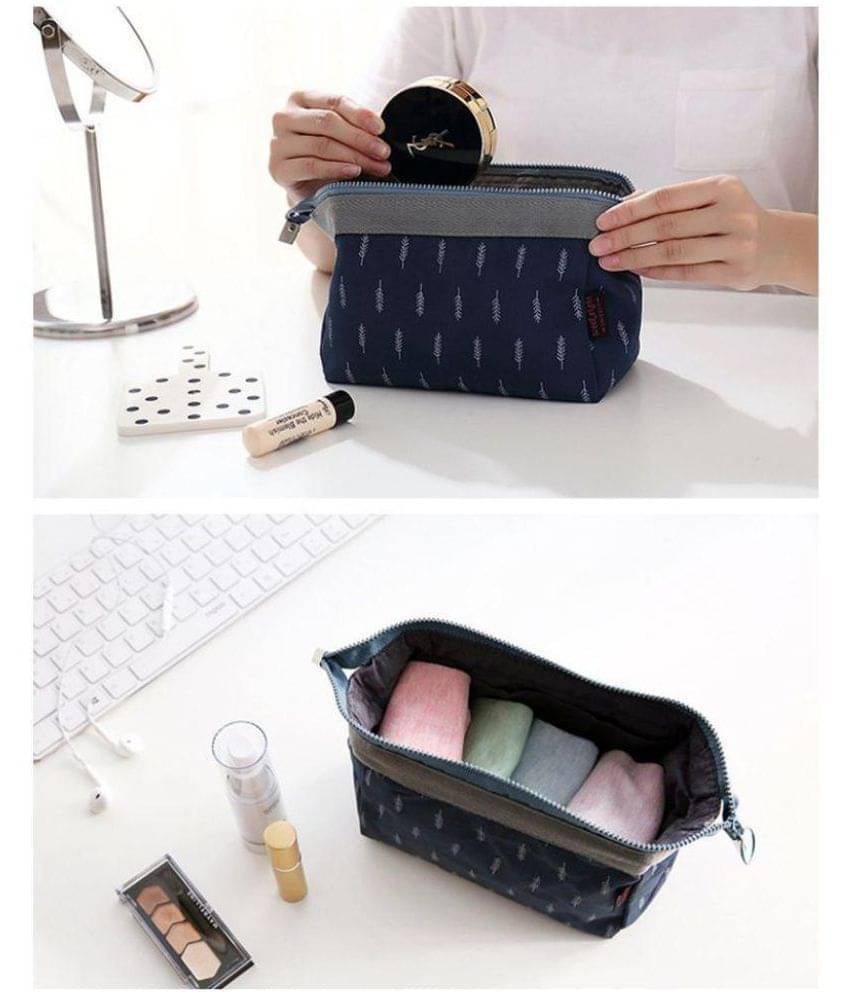     			House Of Quirk Blue Toiletry Kit Carry Case Portable Cube Purse
