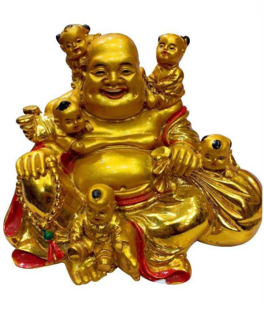     			Sunaina Collection Golden Laughing Buddha with Children