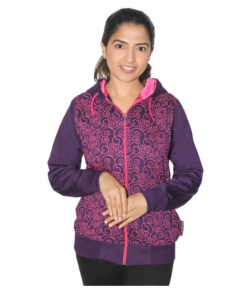     			Goodluck Cotton Purple Hooded Sweatshirt
