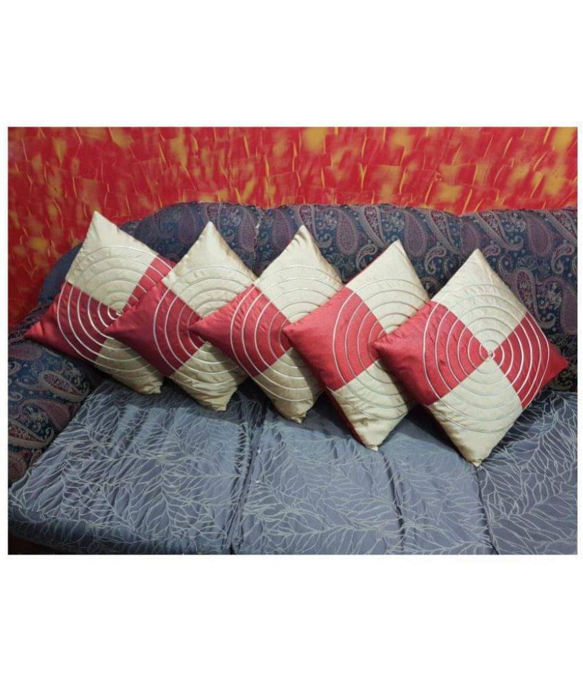     			Shine Villa Set of 5 Silk Cushion Covers 40X40 cm (16X16)