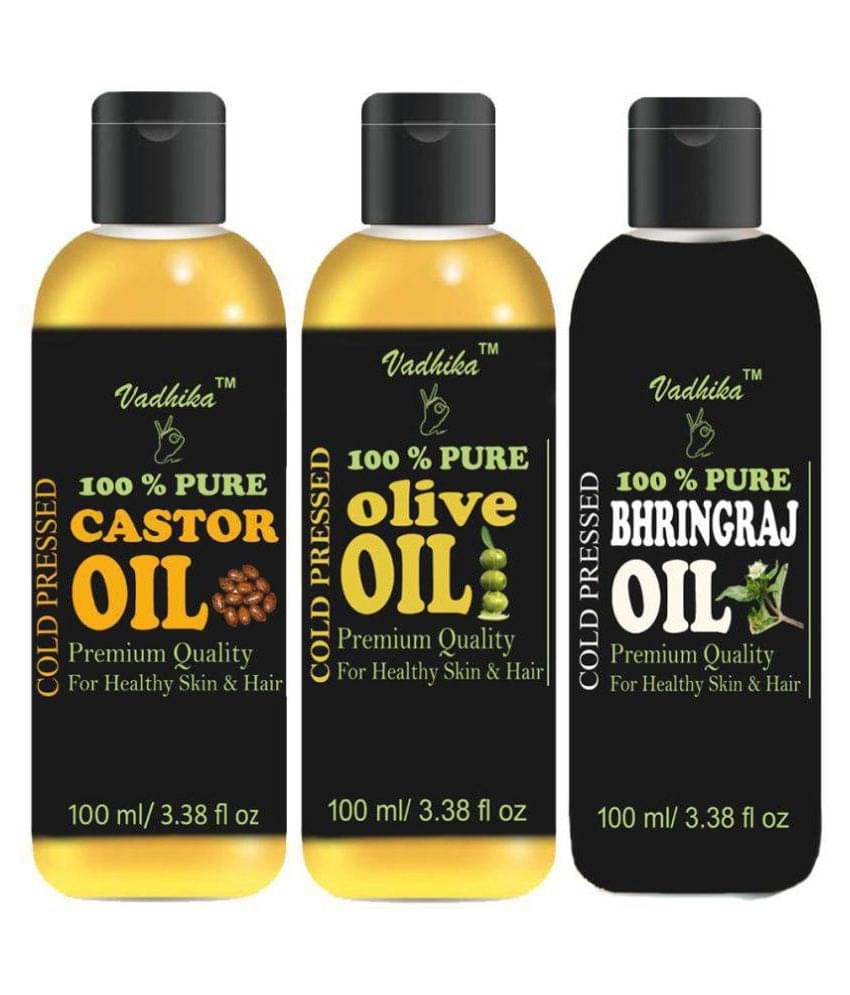     			Vadhika 100 % Pure & Natural Castor & Olive & Bhringraj Oil 300 ml Pack of 3