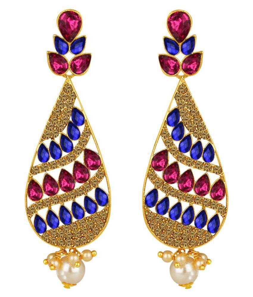 Spargz Antique Gold Plated Multicolor Synthetics Stone Big Long Indian Style Dangle & Chandelier Earrings For Women AIER 1344 Spargz Antique Gold Plated Multicolor Synthetics Stone Big Long Indian Style Dangle & Chandelier Earrings For Women AIER 1344