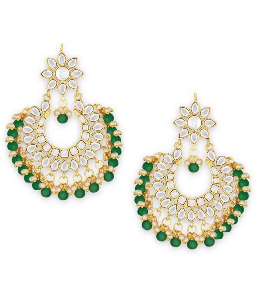 Spargz Beaded Gold Plated Kundan Festive Wear Chand Bali Earring For Women Spargz Beaded Gold Plated Kundan Festive Wear Chand Bali Earring For Women